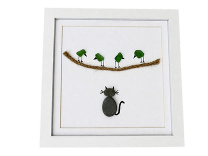 Sea Glass Cat Watching Birds